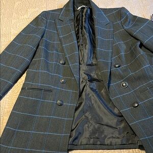 Bar III Women’s Black and Blue Checkered Blazer Small and Pants XSmall
